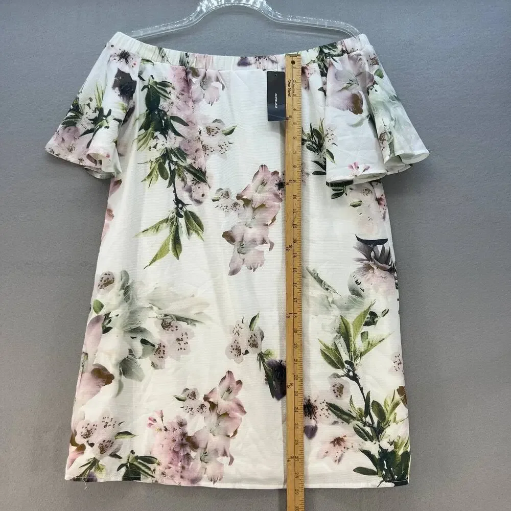 Lulus Dress Women's Large NWT Dream of You Ivory Off-The-Shoulder Mini Shift - Picture 3 of 11